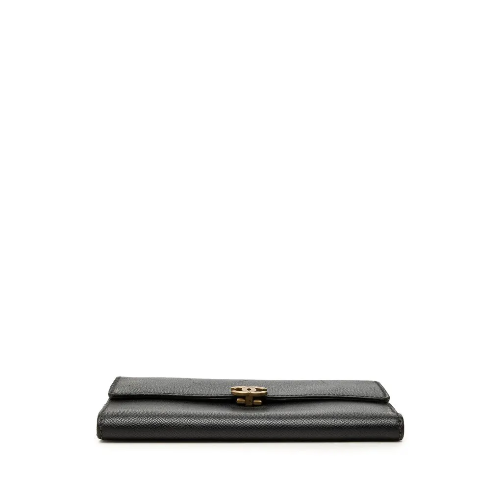 Chanel CC Calfskin Flap Long Wallet Black Leather Very good - Inside View