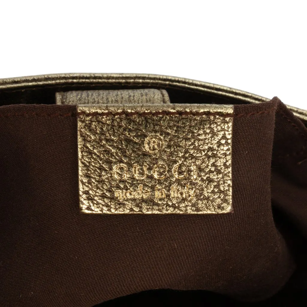 Gucci Metallic Calfskin Bamboo Ring Chain Shoulder Bag Gold Leather Very good - Box View
