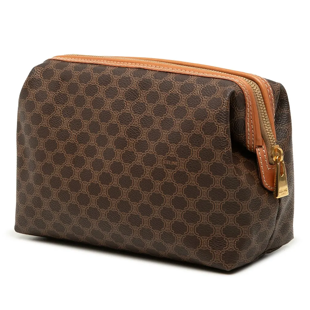 Celine Macadam Coated Canvas Pouch Brown Canvas Very good - Back View