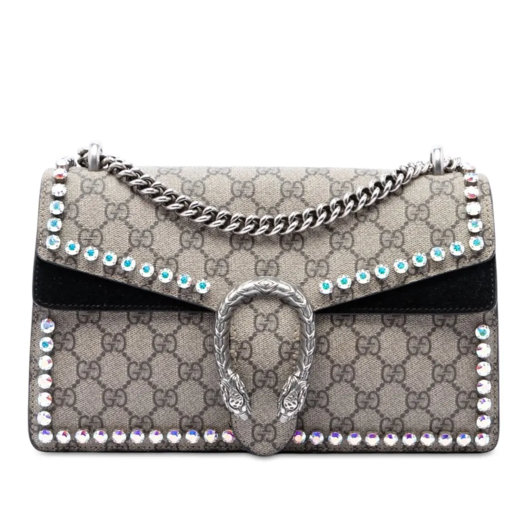 Gucci Medium GG Supreme Crystal Dionysus Shoulder Bag