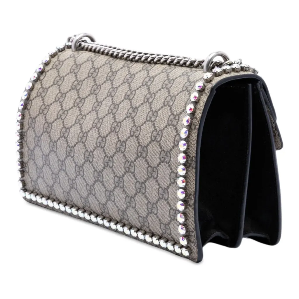 Gucci Medium GG Supreme Crystal Dionysus Shoulder Bag Beige Canvas Good - Back View