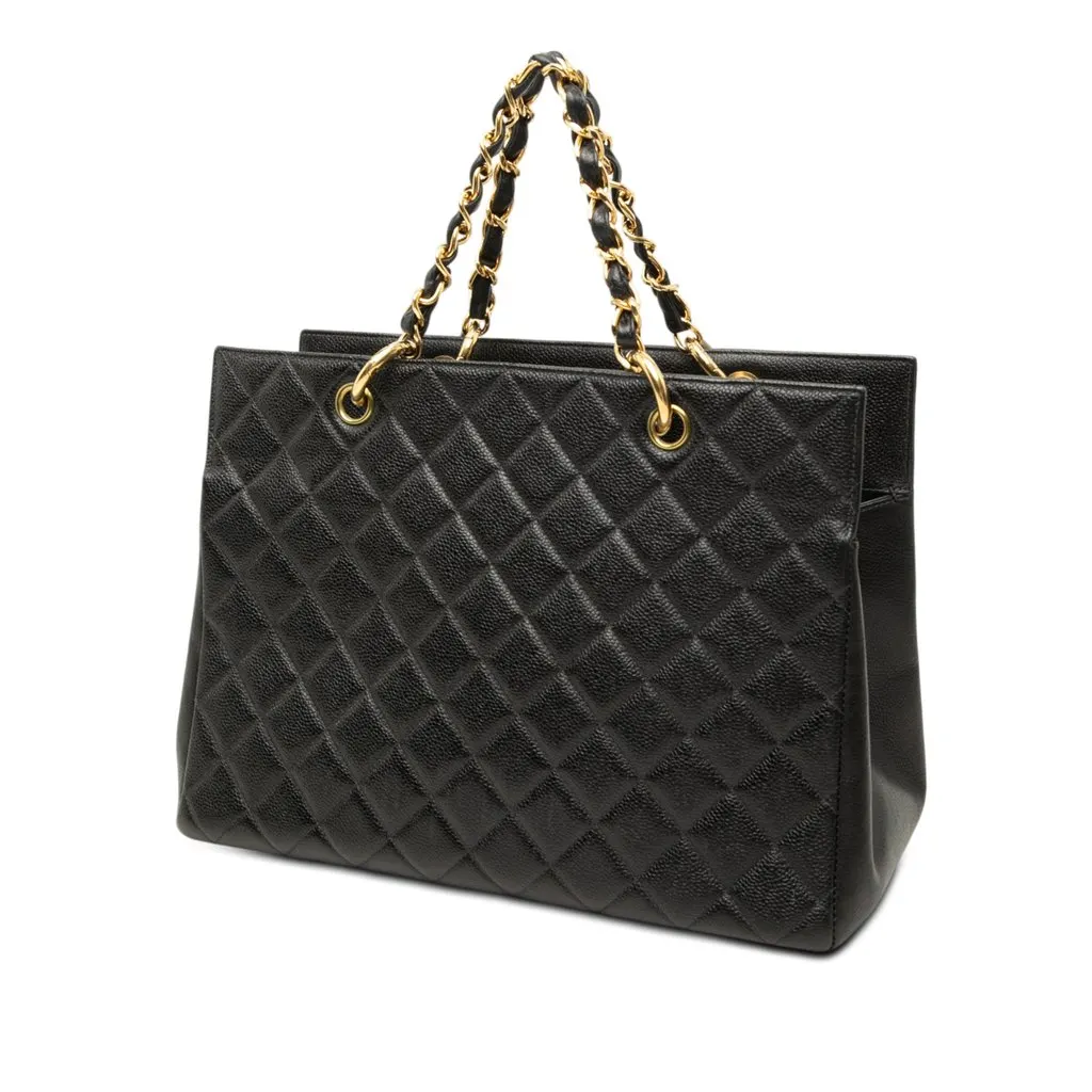 Chanel Grand CC Caviar Timeless Shopping Tote Black Leather Very good - Back View