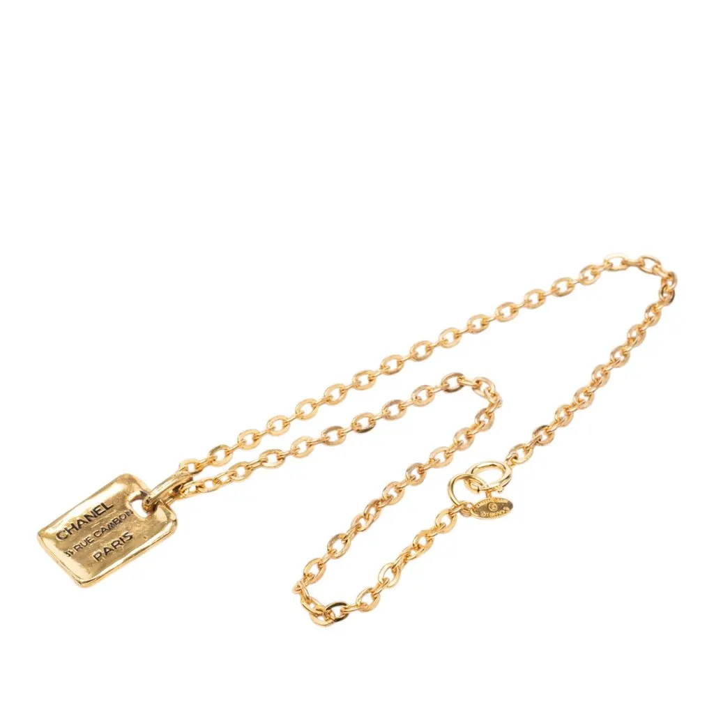 Chanel Gold Plated 31 Rue Cambon Plaque Pendant Necklace Gold Metal Very good - Front View