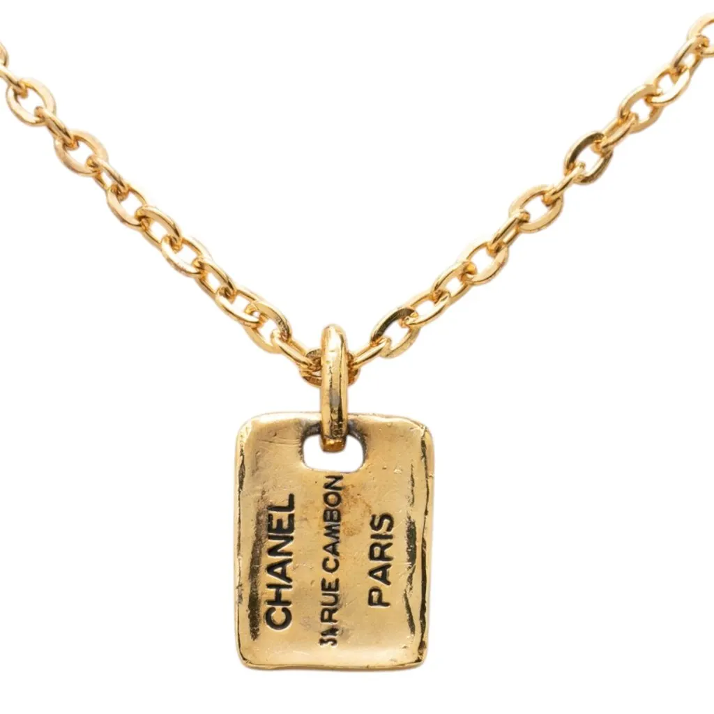 Chanel Gold Plated 31 Rue Cambon Plaque Pendant Necklace Gold Metal Very good - Inside View