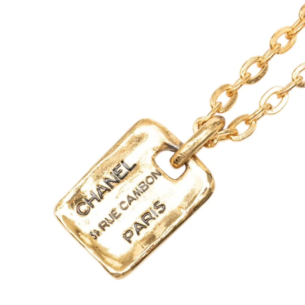 Chanel Gold Plated 31 Rue Cambon Plaque Pendant Necklace Gold Metal Very good - Model View
