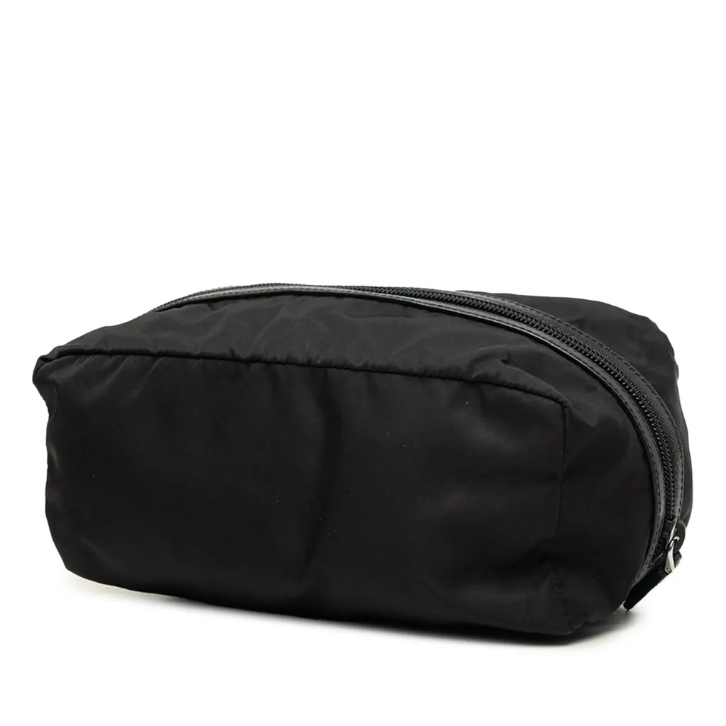 Prada Saffiano Trimmed Tessuto Pouch Black Very good - Back View