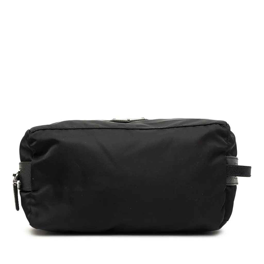 Prada Saffiano Trimmed Tessuto Pouch Black Very good - Inside View