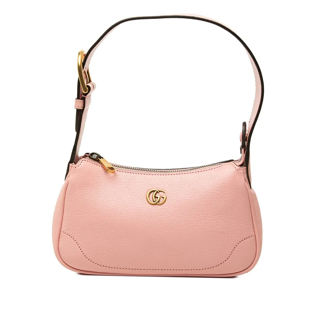Gucci Mini Goatskin Aphrodite Shoulder Bag Pink Leather Very good - Front View