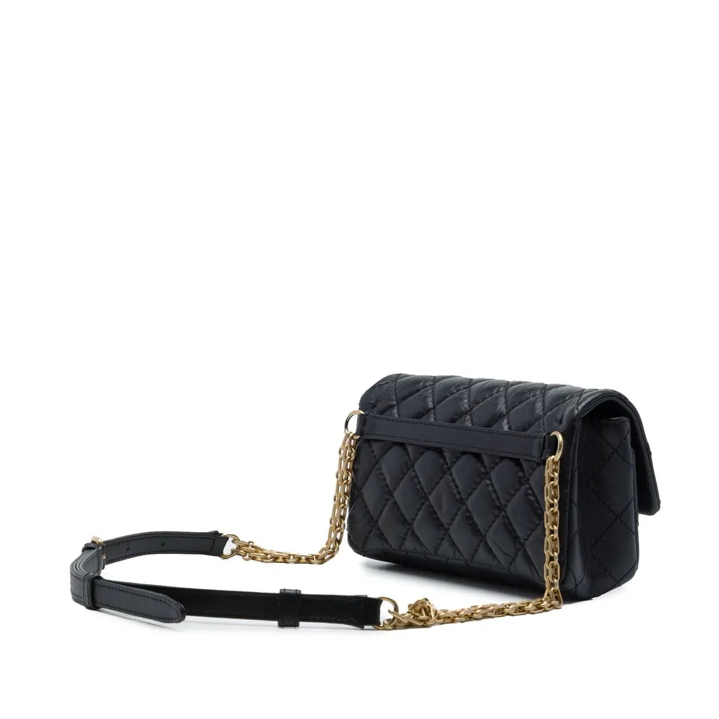 Chanel Quilted Aged Calfskin Reissue 2.55 Flap Belt Bag Black Leather Very good - Back View