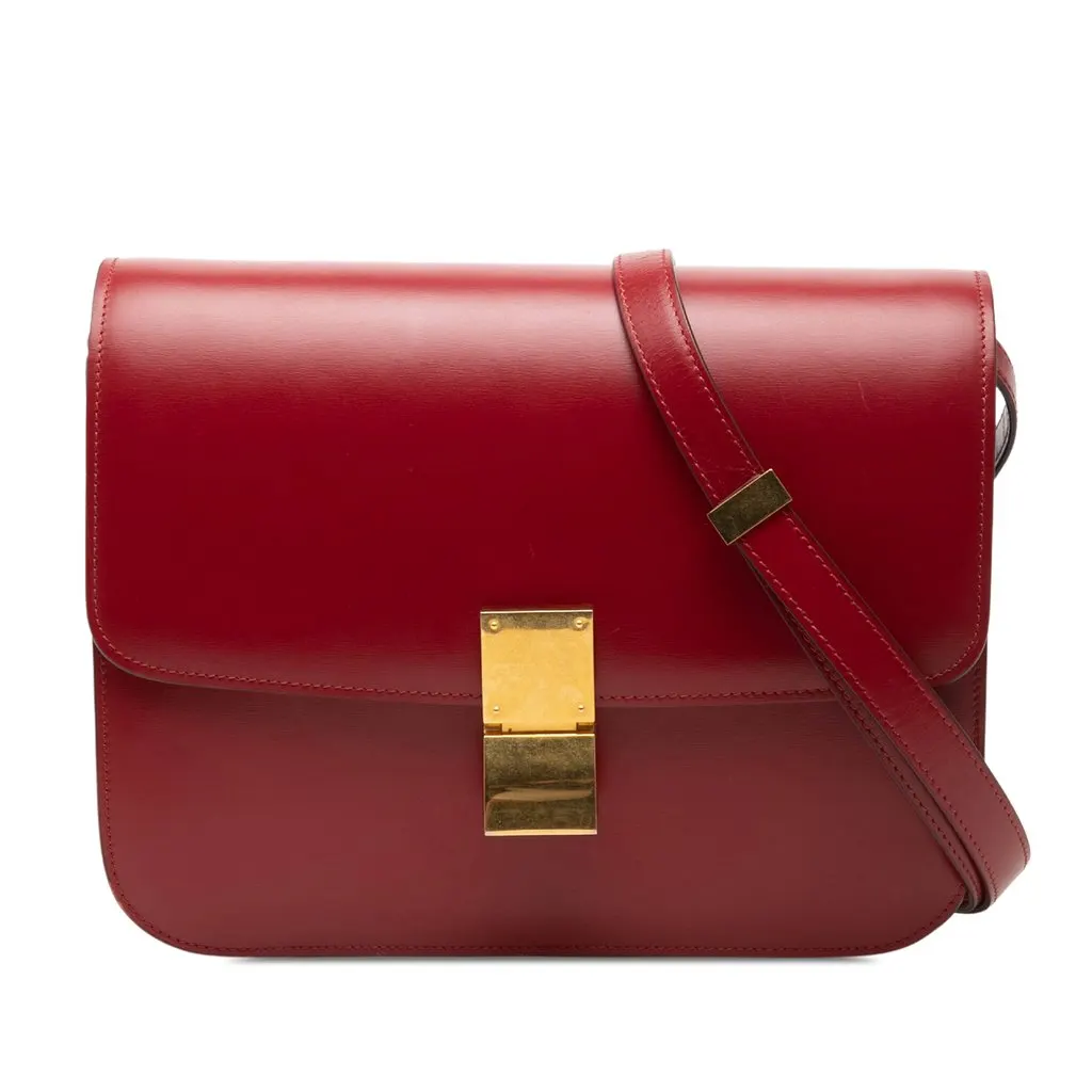 Celine Medium Calfskin Classic Box Red Leather Very good - Front View