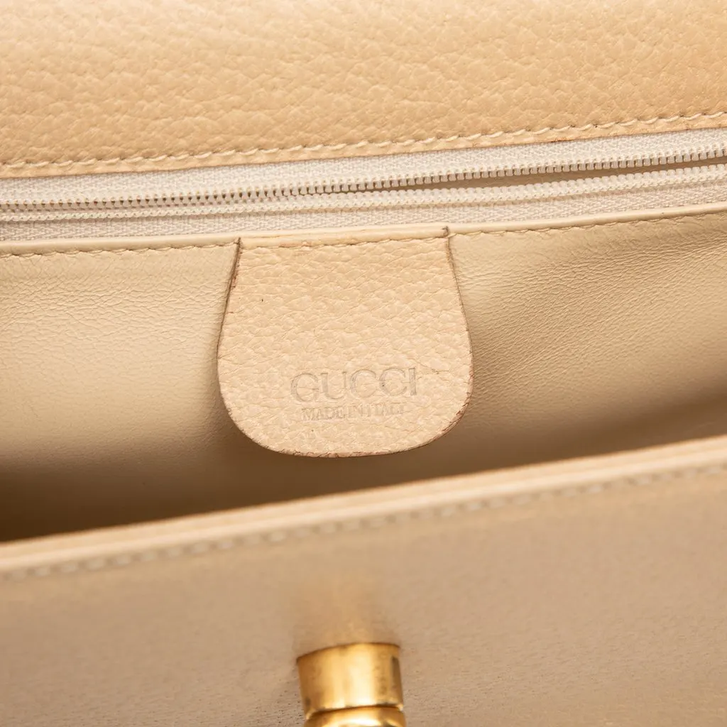 Gucci Calfskin Turnlock Bamboo Top Handle Bag Beige Leather Very good - Box View