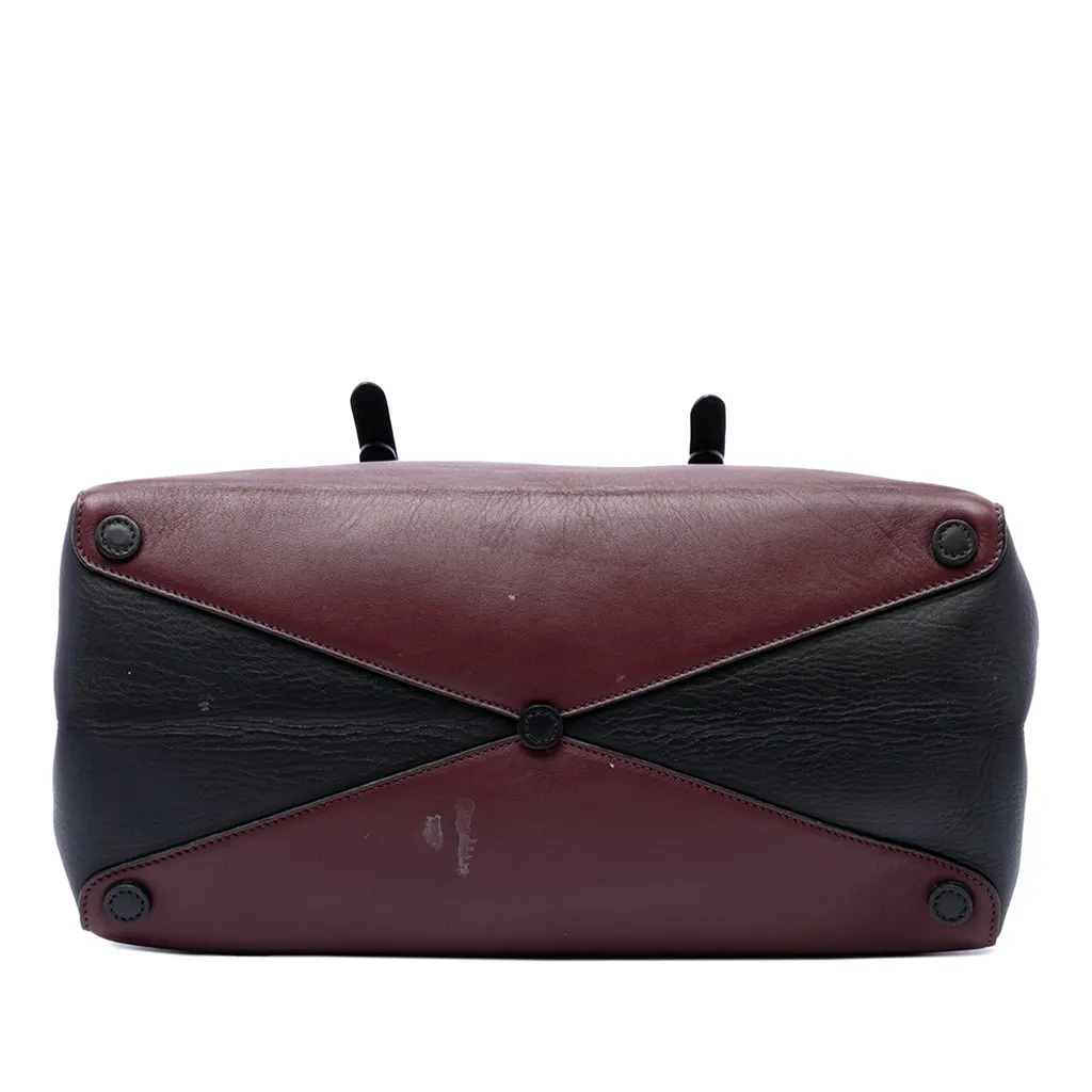 Prada Medium Bicolor City Calf Double Satchel Red Leather Good - Inside View