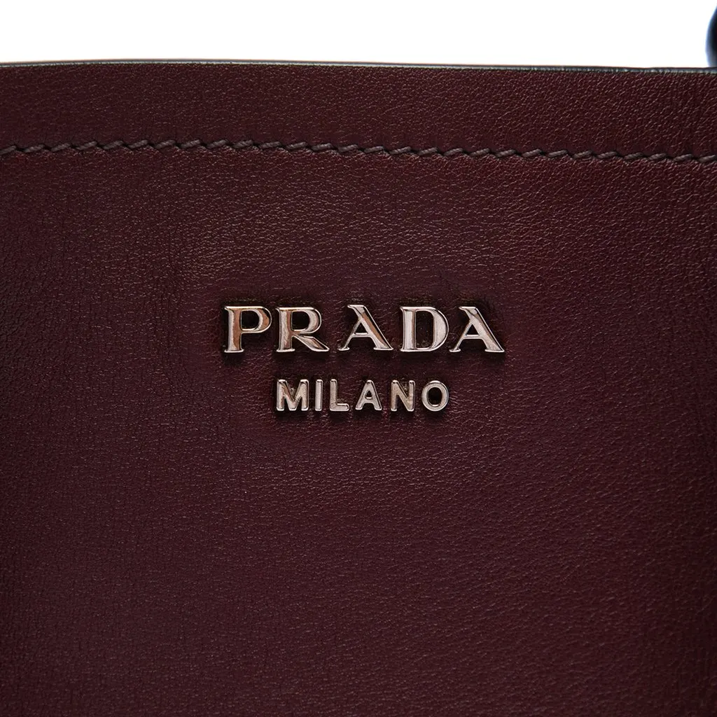 Prada Medium Bicolor City Calf Double Satchel Red Leather Good - Box View