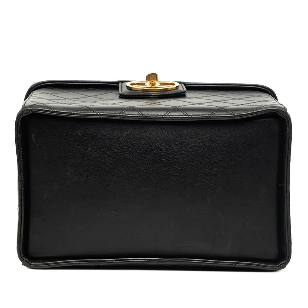 Chanel CC Quilted Lambskin Top Handle Vanity Case Black Leather Very good - Inside View