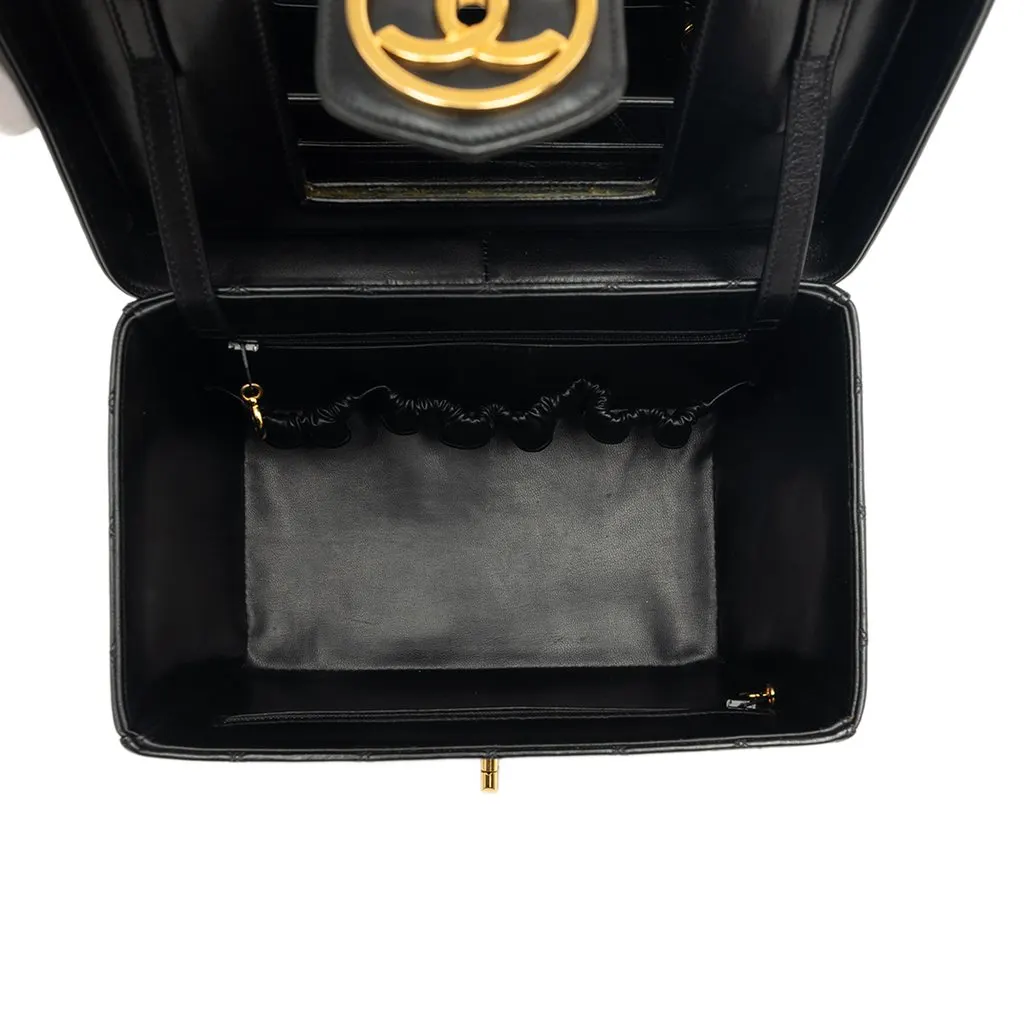 Chanel CC Quilted Lambskin Top Handle Vanity Case Black Leather Very good - Box View
