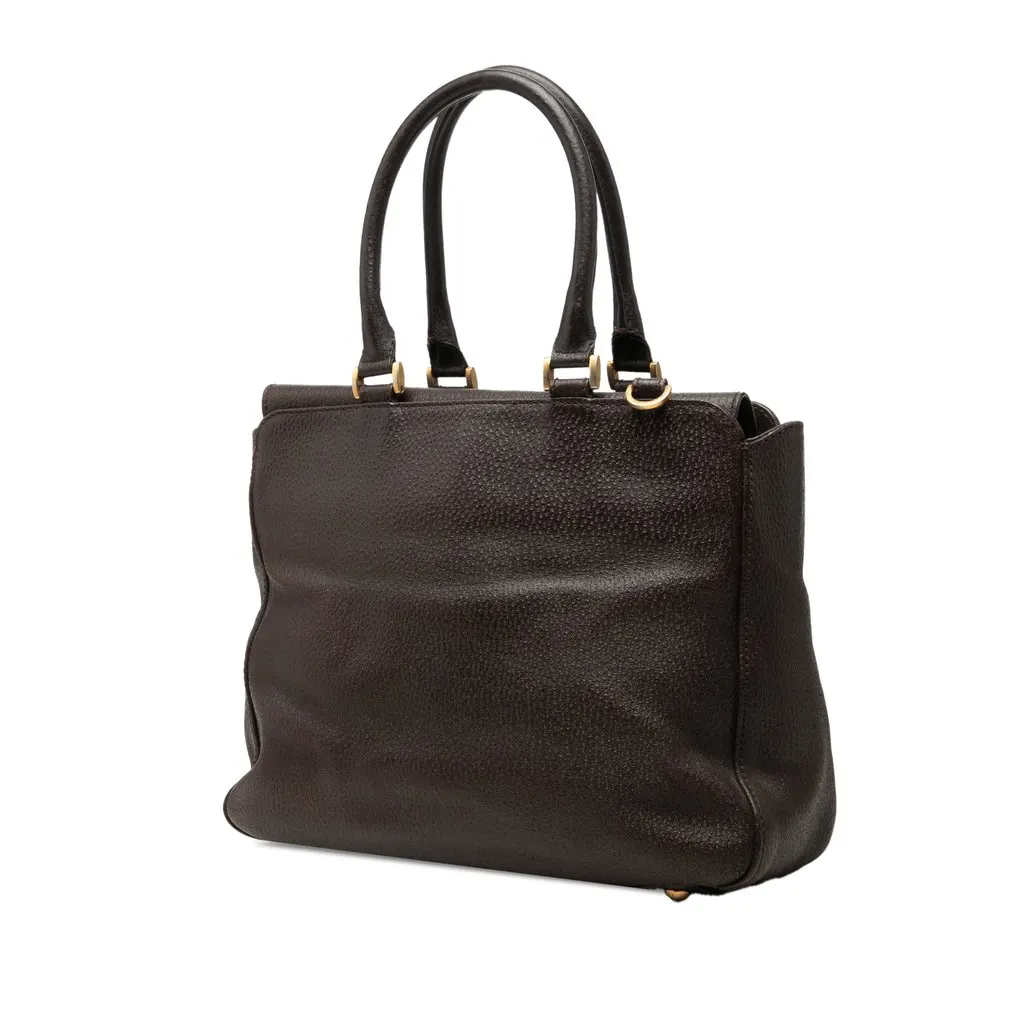 Fendi Textured Leather Classico No 3 Satchel Brown Leather Very good - Back View