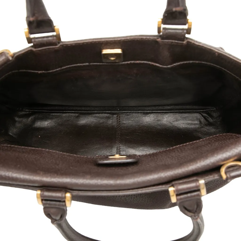 Fendi Textured Leather Classico No 3 Satchel Brown Leather Very good - Model View
