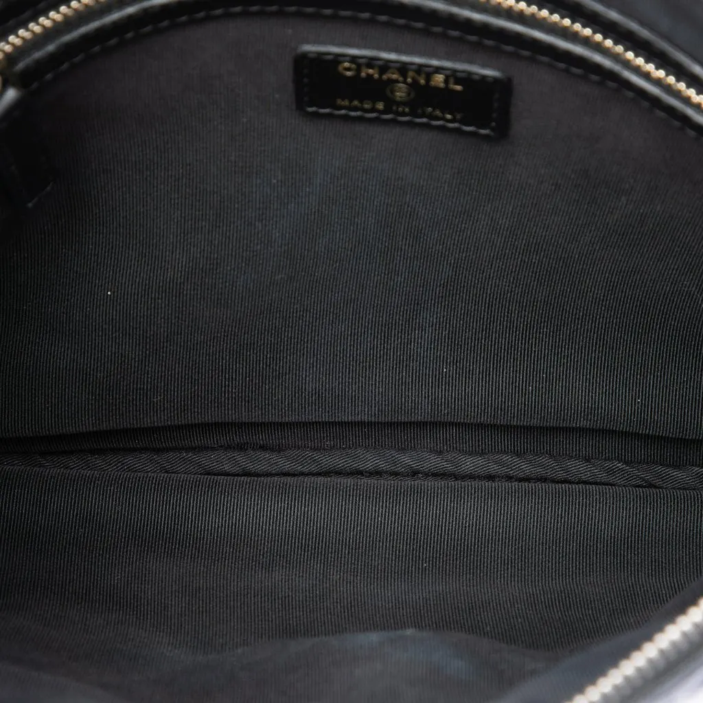 Chanel Medium Quilted Caviar Boy O Case Clutch Black Leather Very good - Model View