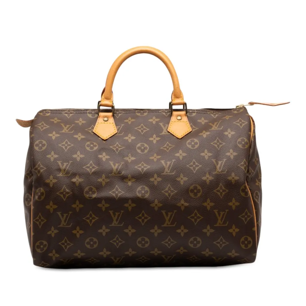 Louis Vuitton Monogram Speedy 35 Brown Canvas Good - Front View