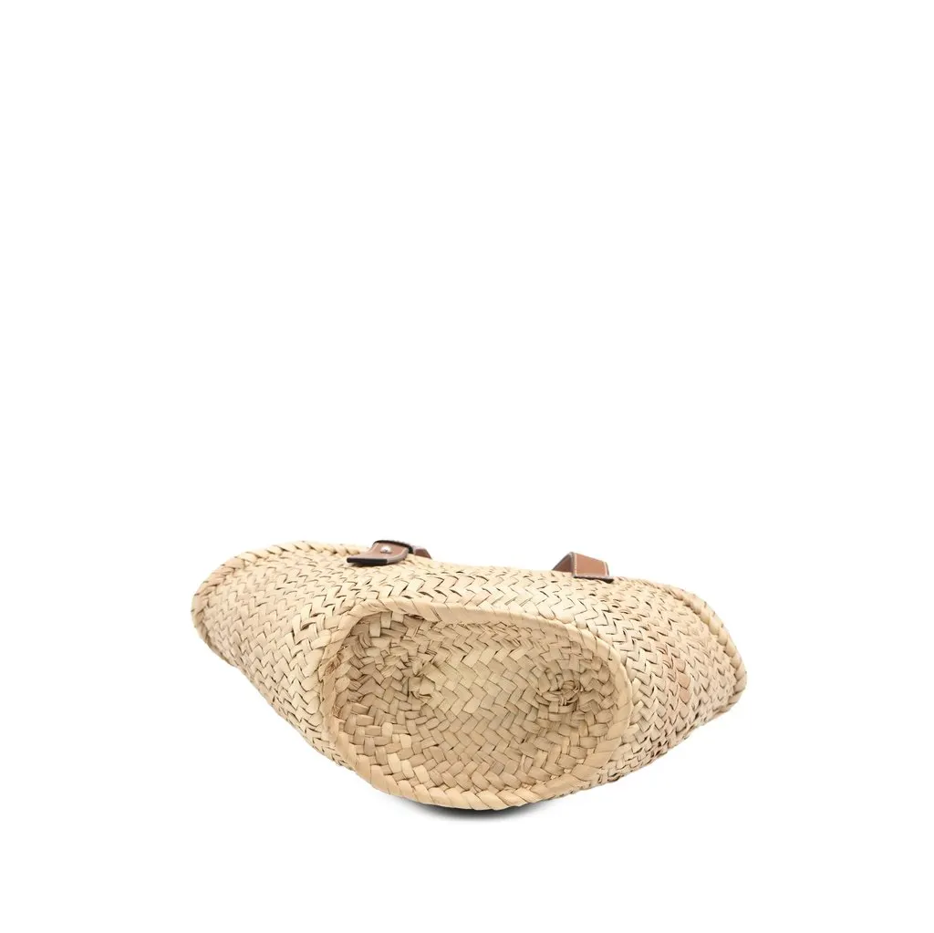Loewe Small Raffia Anagram Basket Tote Beige Rattan Good - Inside View