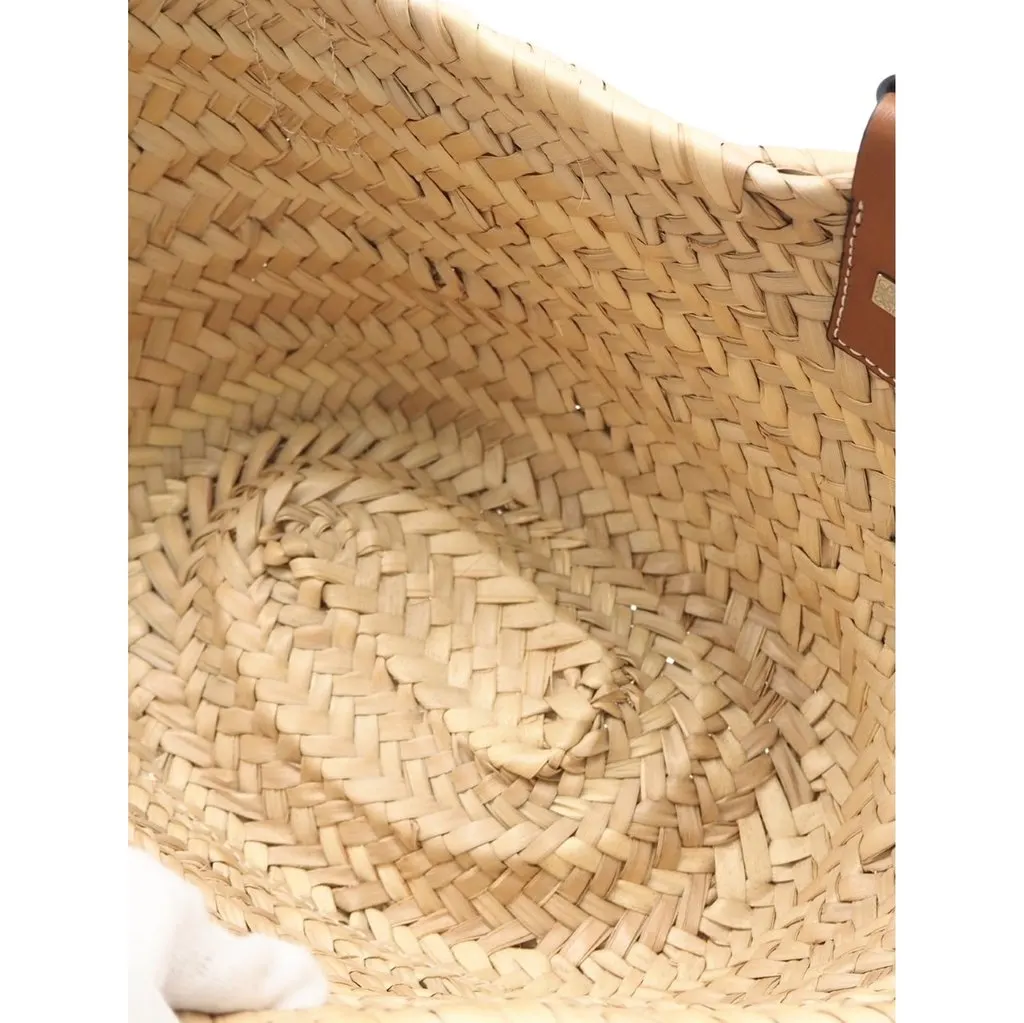 Loewe Small Raffia Anagram Basket Tote Beige Rattan Good - Model View