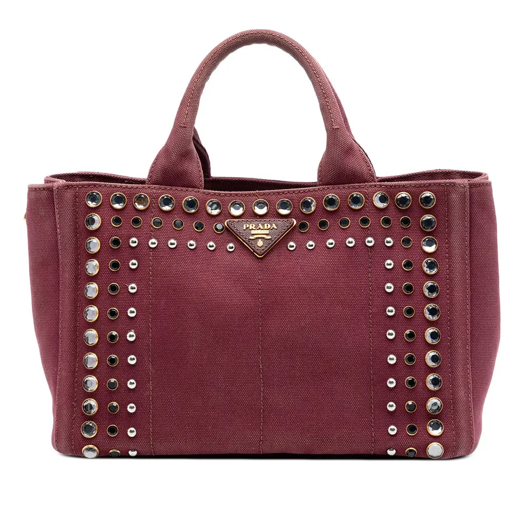 Prada Small Canvas Canapa Bijoux Satchel Red Very good - Front View