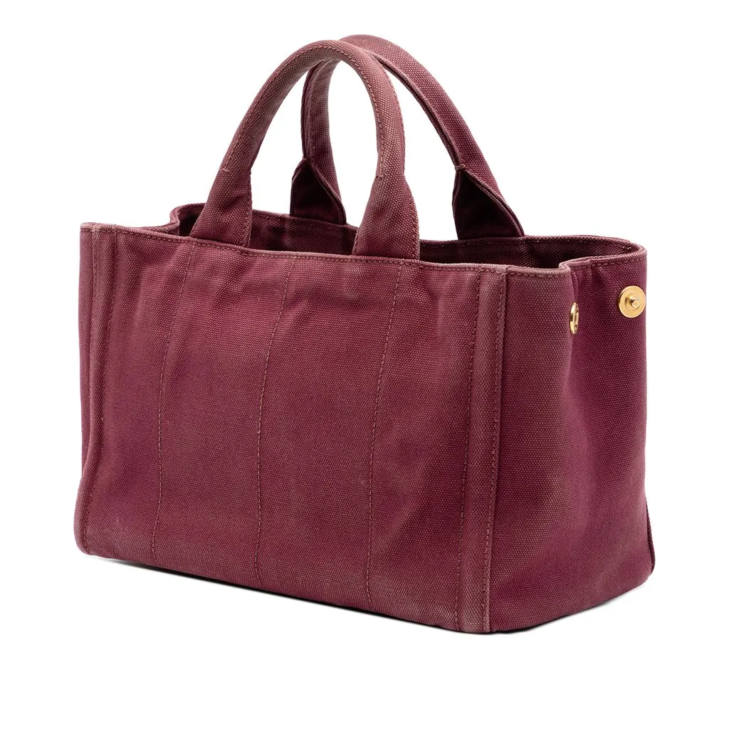 Prada Small Canvas Canapa Bijoux Satchel Red Very good - Back View