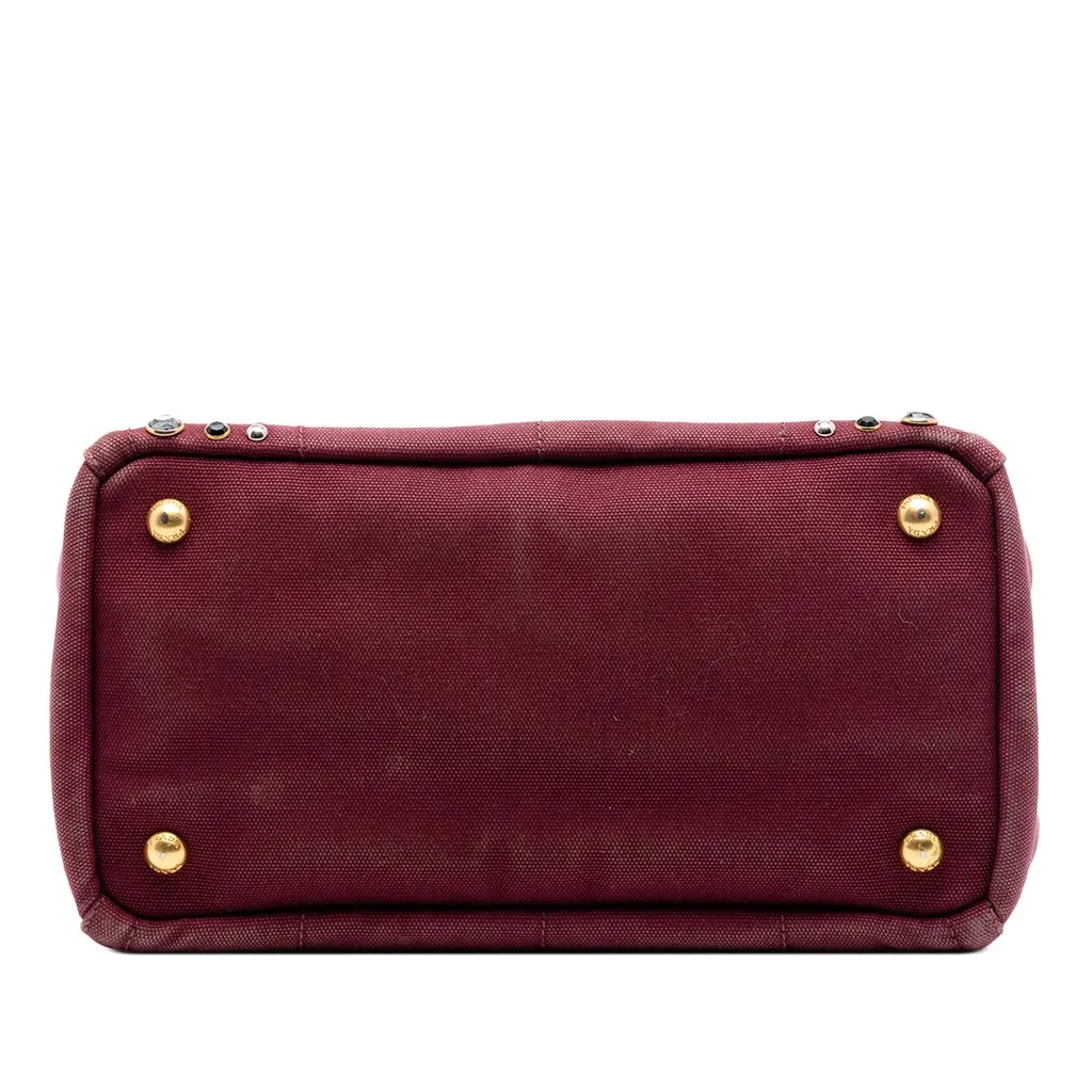 Prada Small Canvas Canapa Bijoux Satchel Red Very good - Inside View