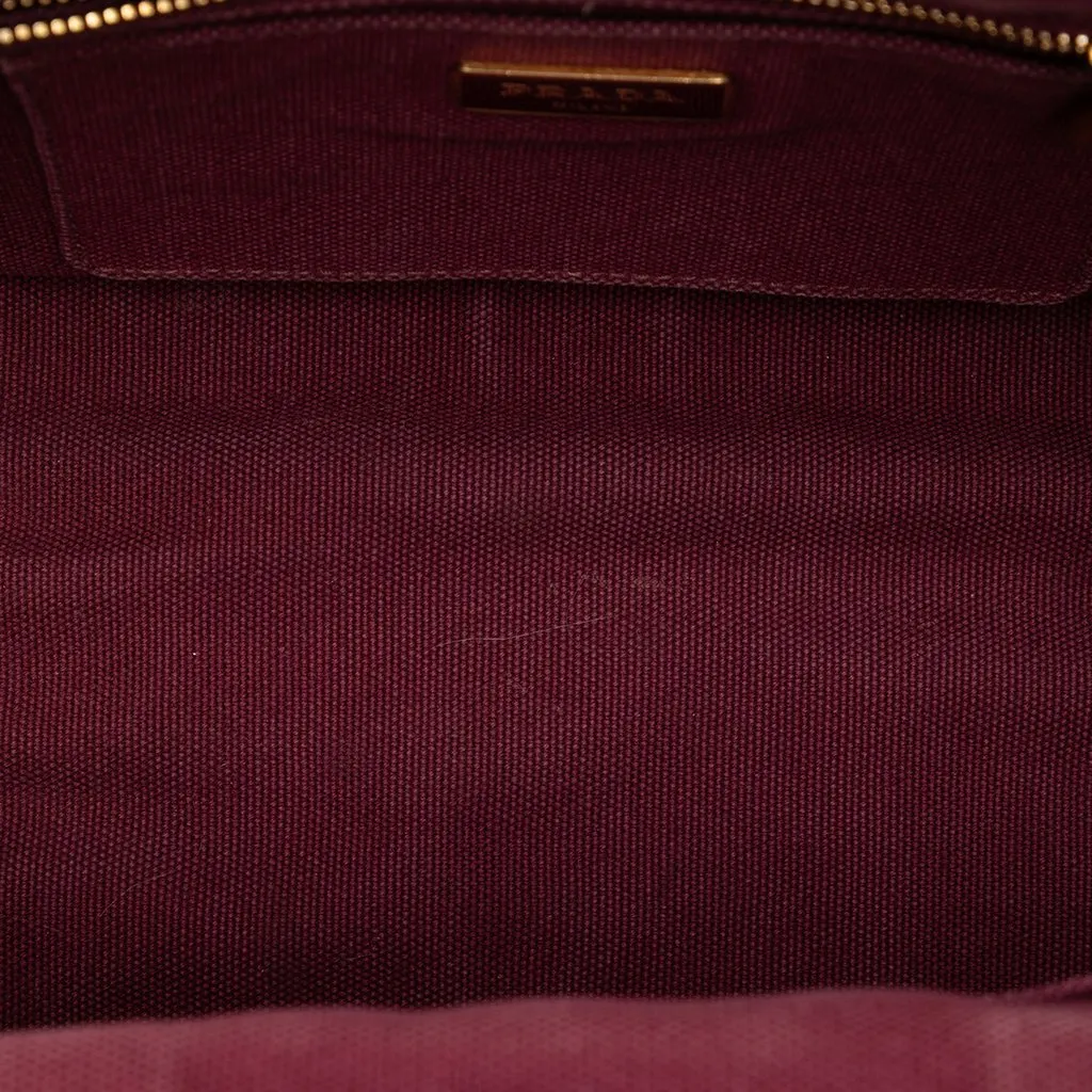 Prada Small Canvas Canapa Bijoux Satchel Red Very good - Model View