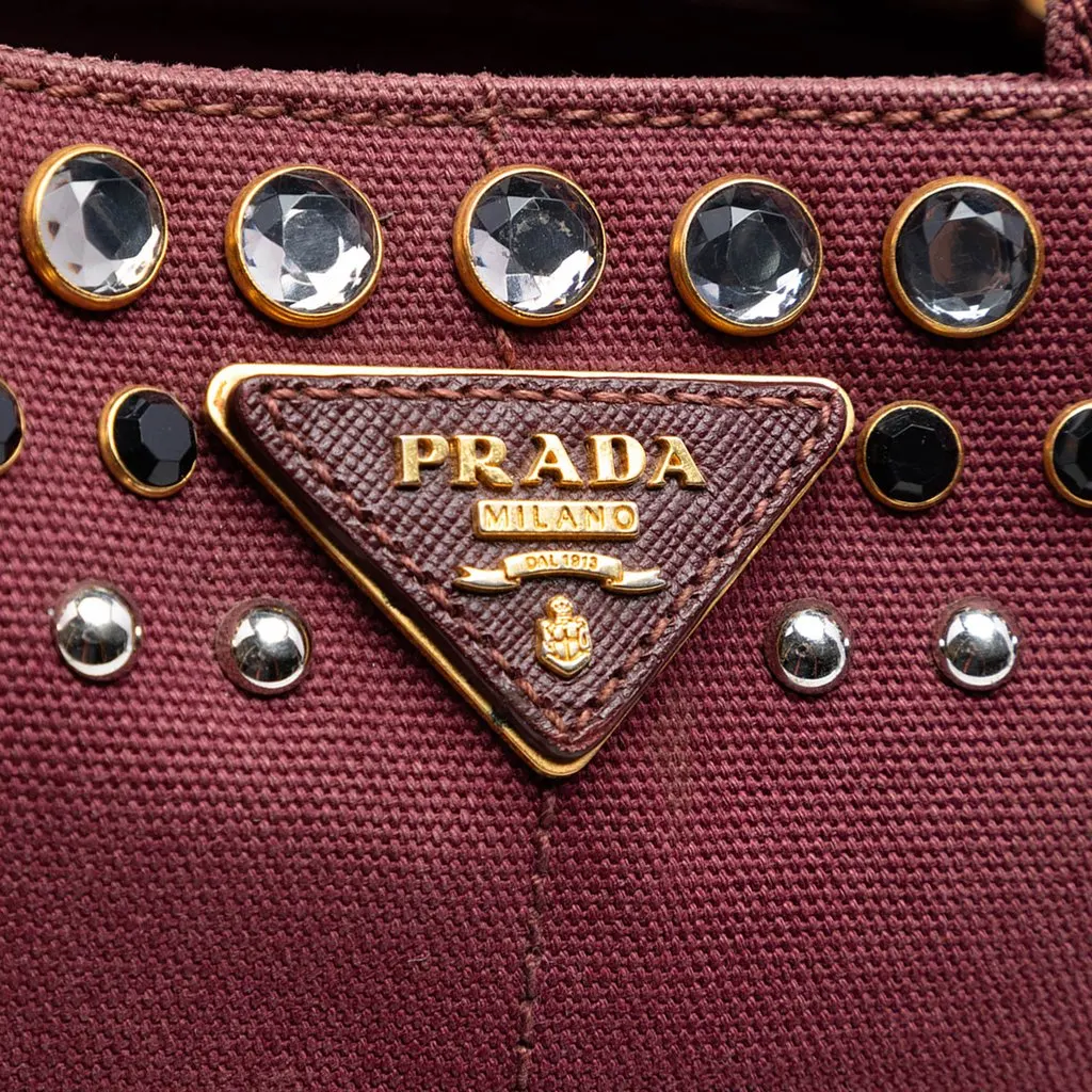 Prada Small Canvas Canapa Bijoux Satchel Red Very good - Box View