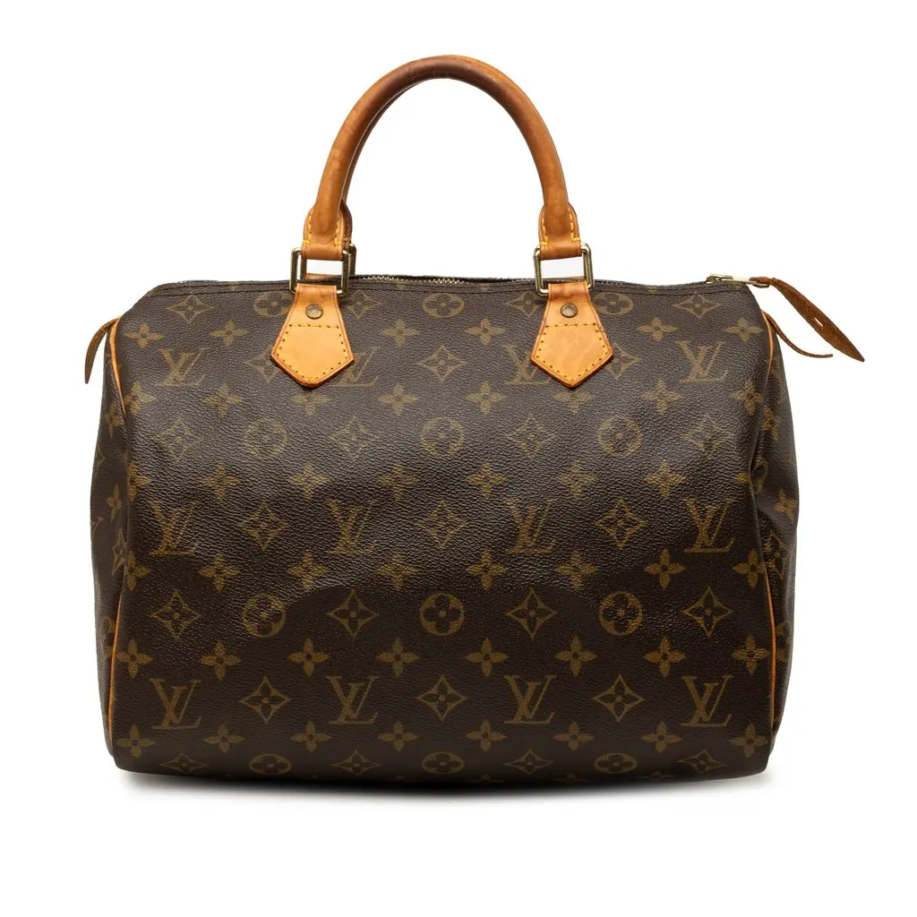 Louis Vuitton Monogram Speedy 30 Brown Canvas Good - Front View