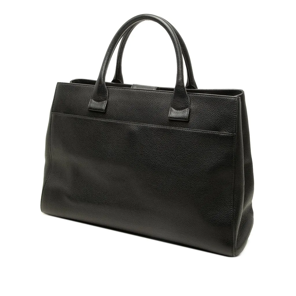 Chanel Medium Grained Calfskin Neo Executive Shopper Tote Black Leather Good - Back View