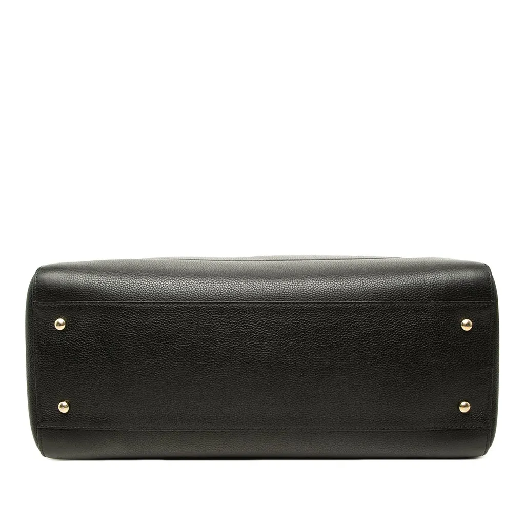 Chanel Medium Grained Calfskin Neo Executive Shopper Tote Black Leather Good - Inside View