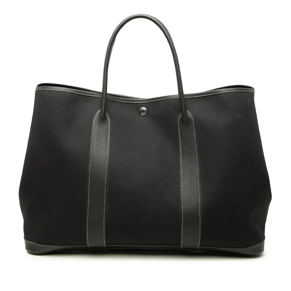 Hermès Toile and Negonda Garden Party 39 Black Canvas Good - Front View