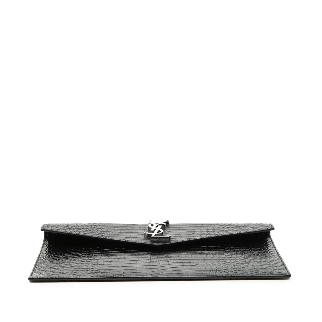 Saint Laurent Croc Embossed Leather Uptown Pouch Black Leather Very good - Inside View