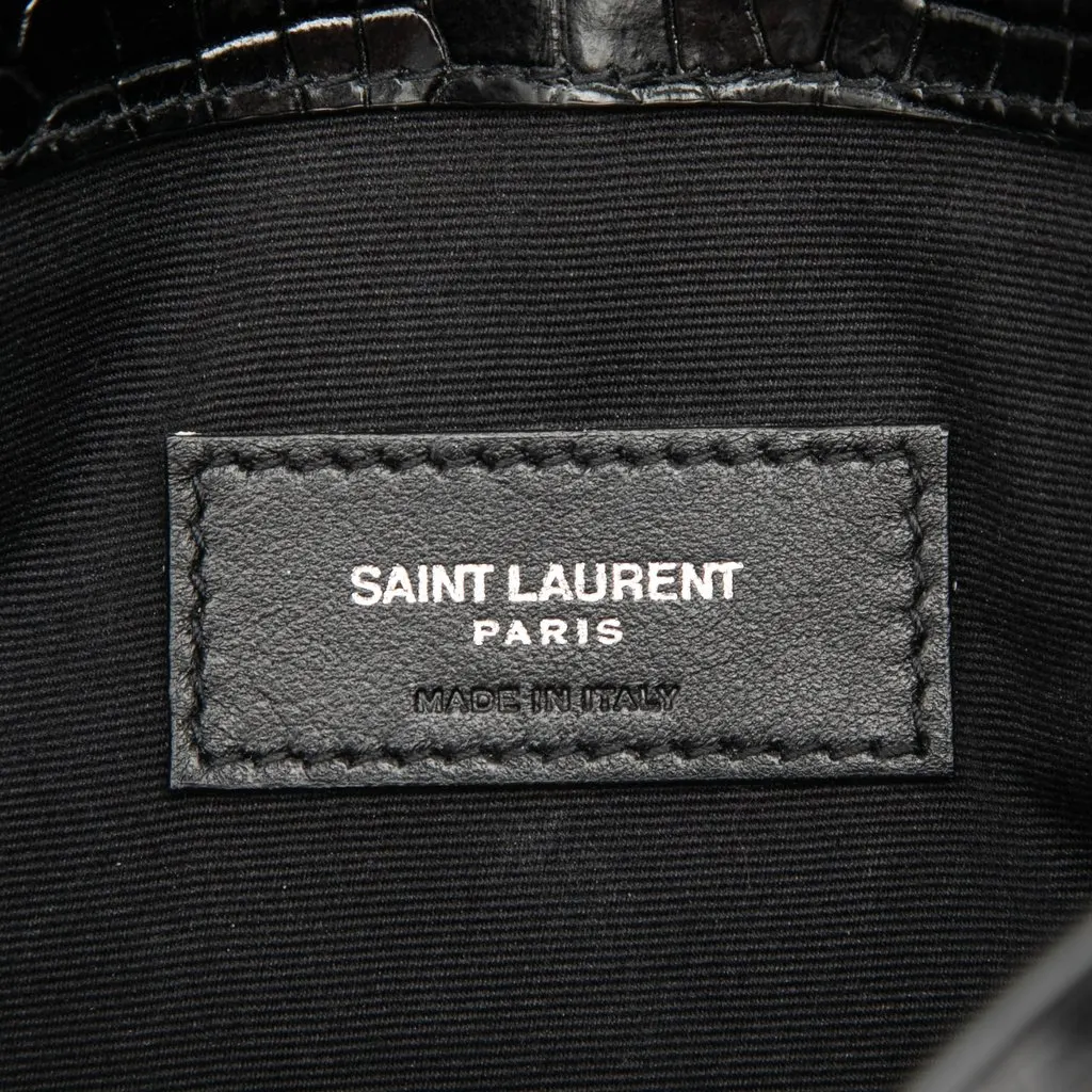 Saint Laurent Croc Embossed Leather Uptown Pouch Black Leather Very good - Box View