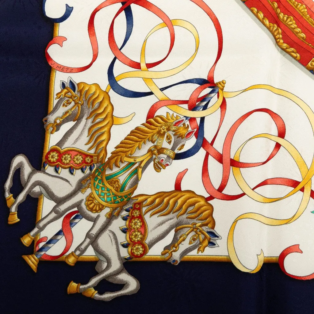 Hermès Luna Park Silk Scarf 90 White Silk Good - Box View