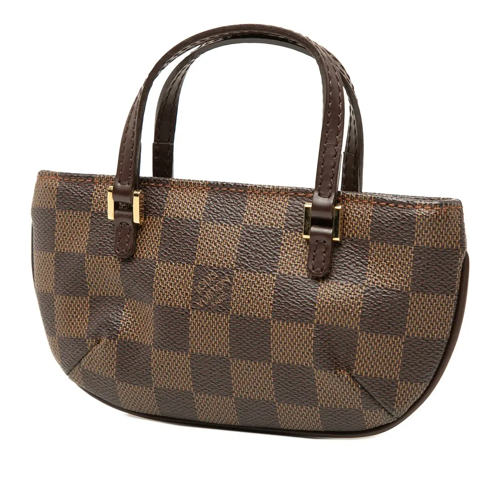 Louis Vuitton Damier Ebene Manosque Pochette Brown Good - Back View