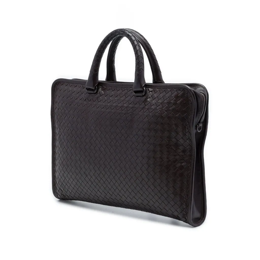 Bottega Veneta Nappa Intrecciato Business Bag Brown Leather Very good - Back View
