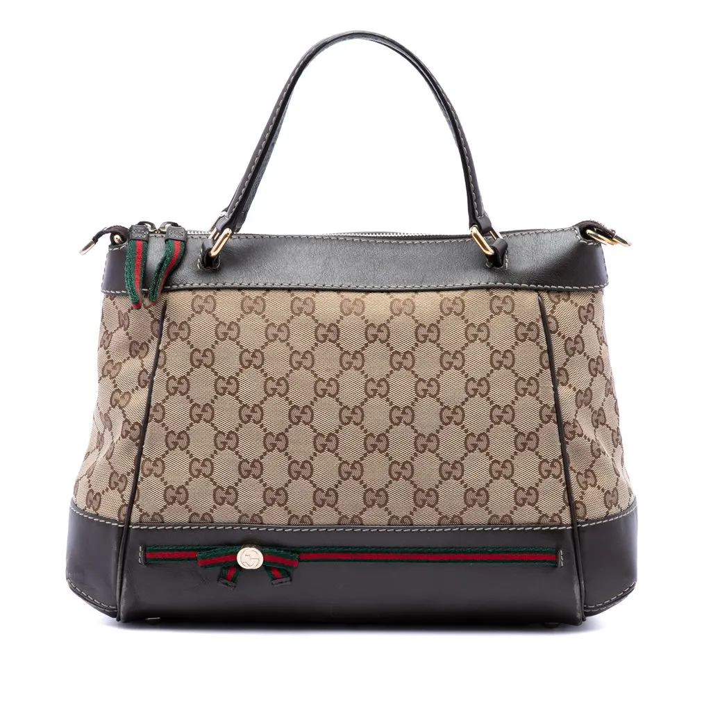 Gucci GG Canvas Web Mayfair Satchel Beige Good - Front View