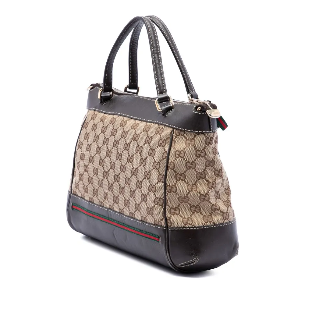 Gucci GG Canvas Web Mayfair Satchel Beige Good - Back View