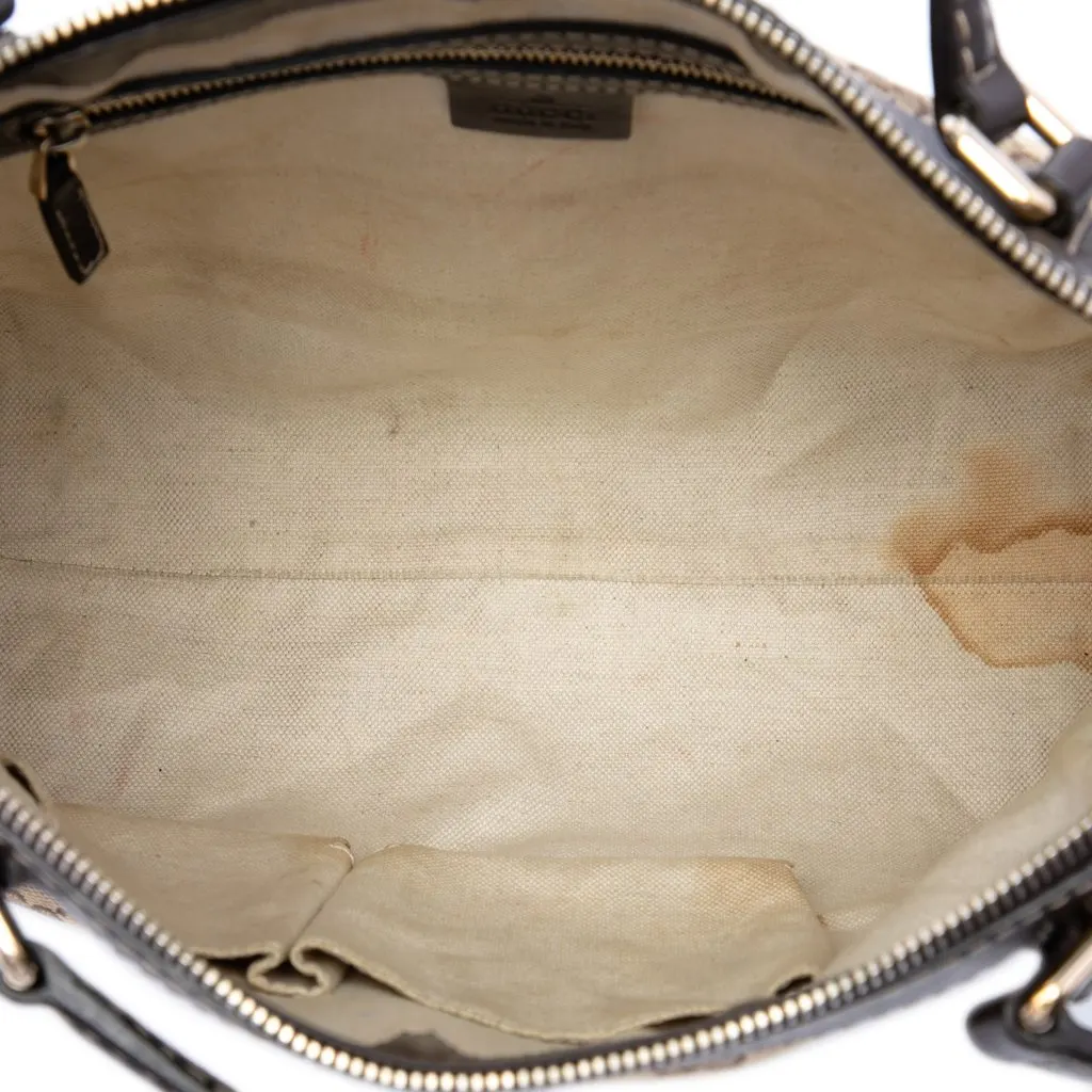 Gucci GG Canvas Web Mayfair Satchel Beige Good - Model View