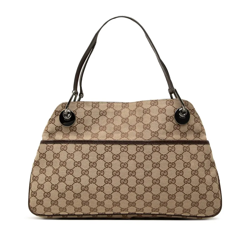 Gucci GG Canvas Eclipse Shoulder Bag Beige Canvas Good - Front View