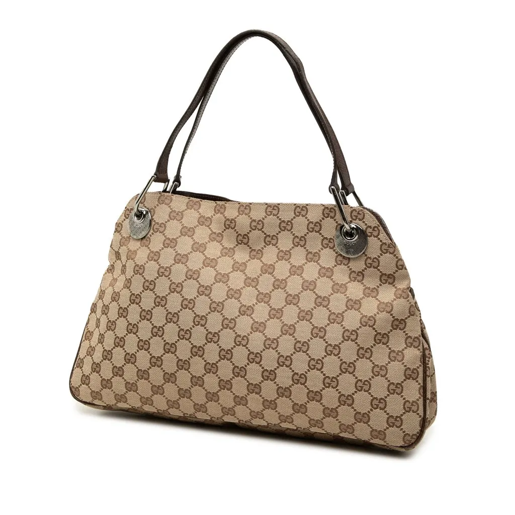 Gucci GG Canvas Eclipse Shoulder Bag Beige Canvas Good - Back View