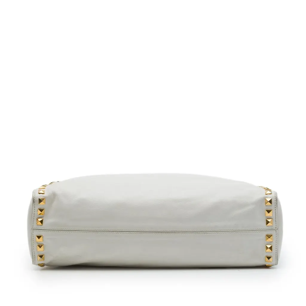 Miu Miu Studded Soft Calf Tote White Leather Good - Inside View