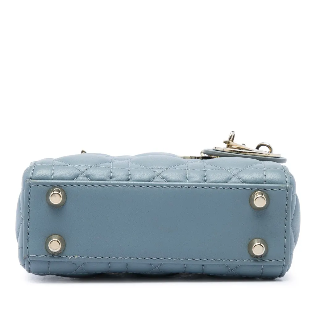 Dior Micro Lambskin Cannage Lady Dior Blue Leather Very good - Inside View
