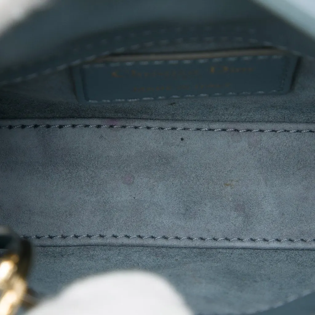 Dior Micro Lambskin Cannage Lady Dior Blue Leather Very good - Model View