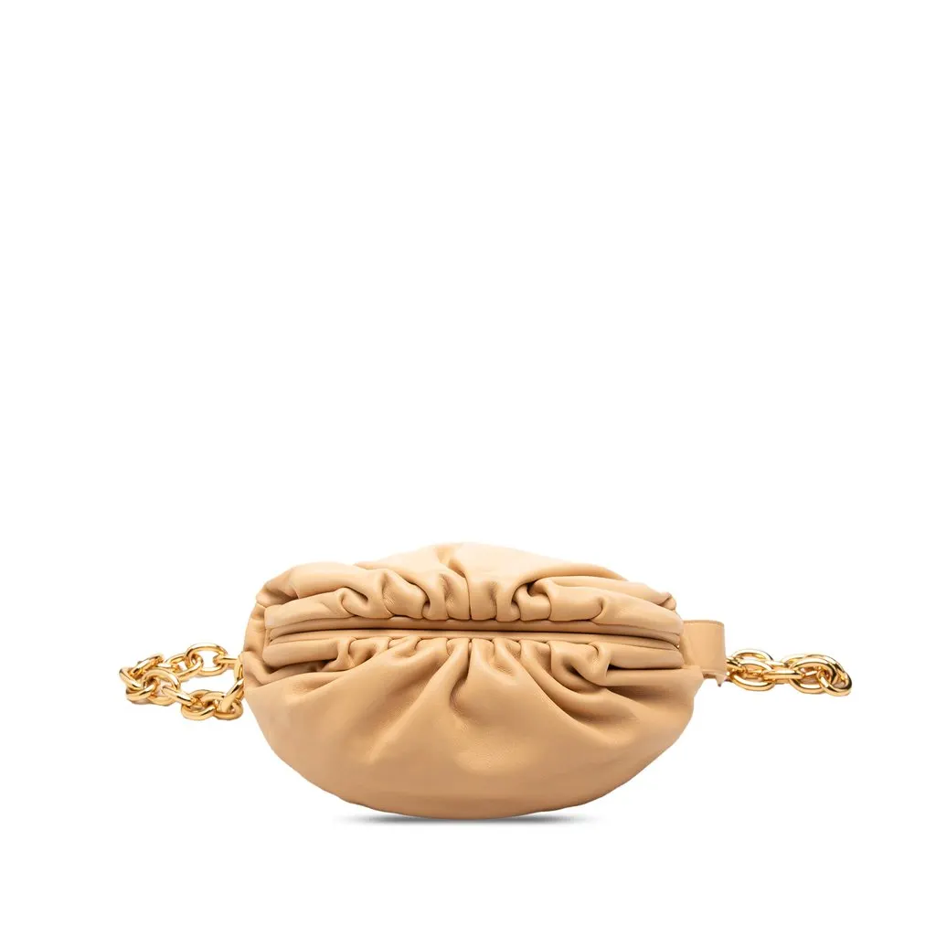 Bottega Veneta Lambskin Belt Chain Pouch Beige Leather Very good - Front View