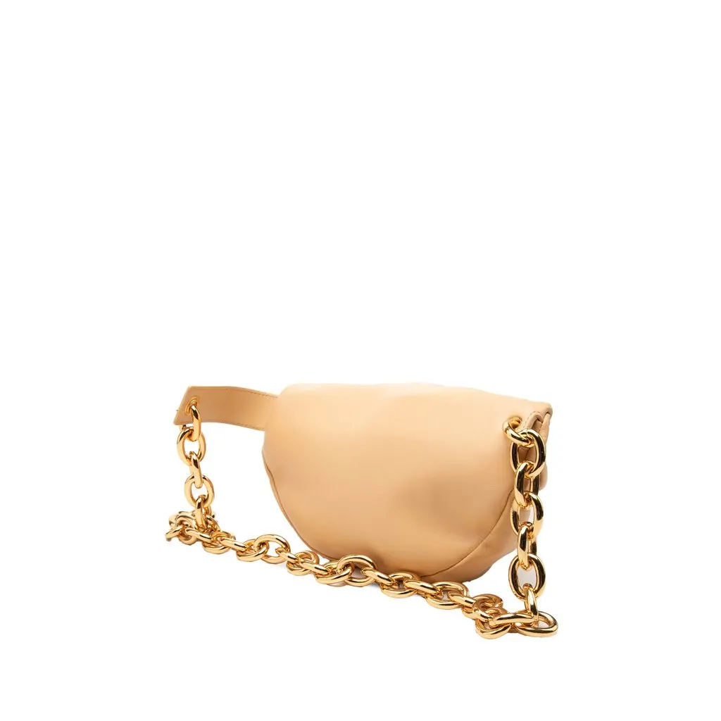 Bottega Veneta Lambskin Belt Chain Pouch Beige Leather Very good - Back View
