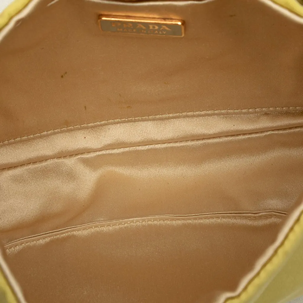 Prada Tessuto Chain Shoulder Bag Yellow Polyamide Good - Model View